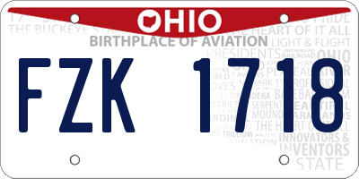 OH license plate FZK1718