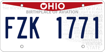 OH license plate FZK1771