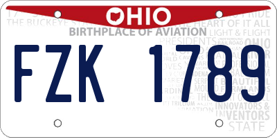 OH license plate FZK1789