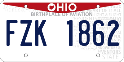 OH license plate FZK1862