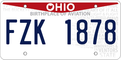 OH license plate FZK1878