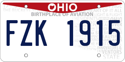 OH license plate FZK1915