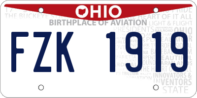OH license plate FZK1919
