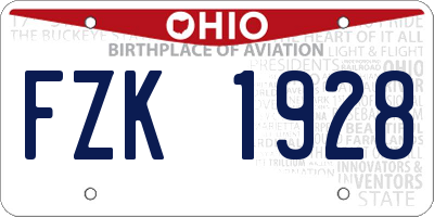 OH license plate FZK1928