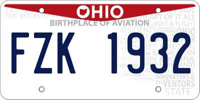 OH license plate FZK1932