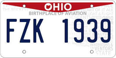 OH license plate FZK1939