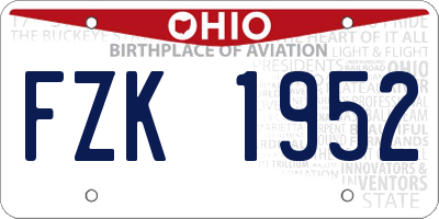 OH license plate FZK1952