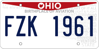 OH license plate FZK1961