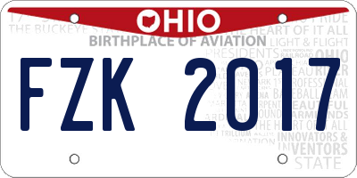 OH license plate FZK2017