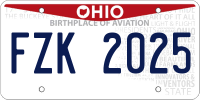 OH license plate FZK2025