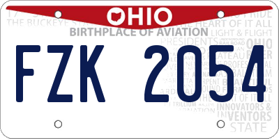 OH license plate FZK2054