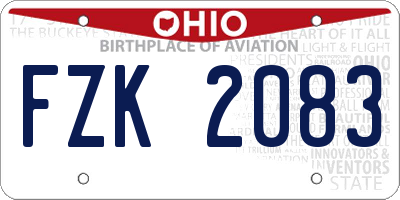 OH license plate FZK2083