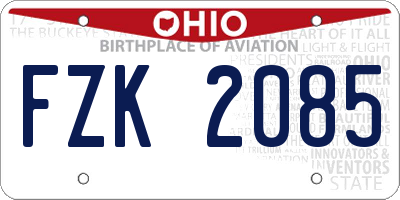 OH license plate FZK2085
