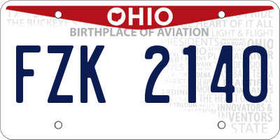 OH license plate FZK2140