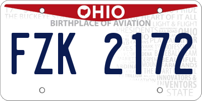 OH license plate FZK2172