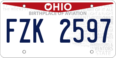 OH license plate FZK2597