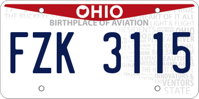 OH license plate FZK3115