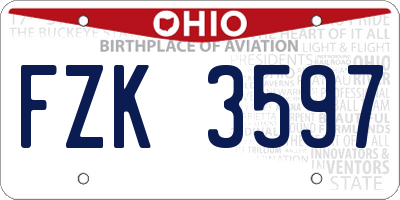 OH license plate FZK3597