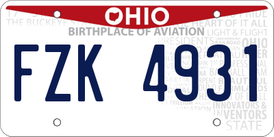 OH license plate FZK4931