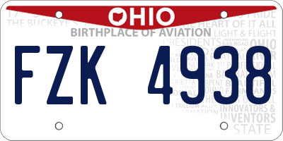 OH license plate FZK4938