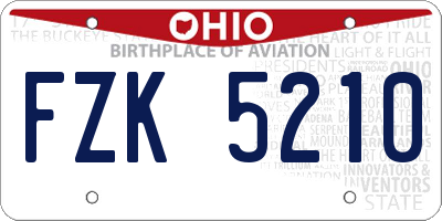 OH license plate FZK5210