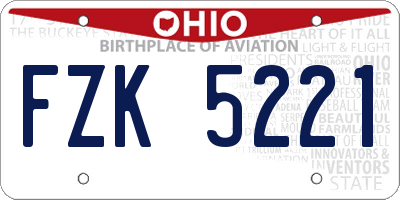OH license plate FZK5221