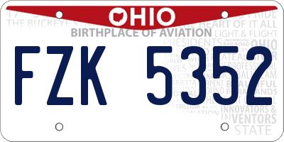 OH license plate FZK5352