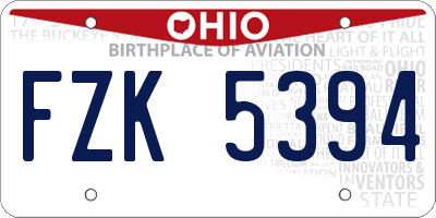 OH license plate FZK5394