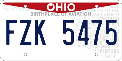 OH license plate FZK5475