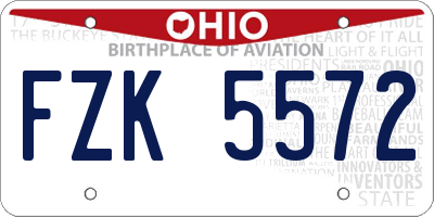 OH license plate FZK5572