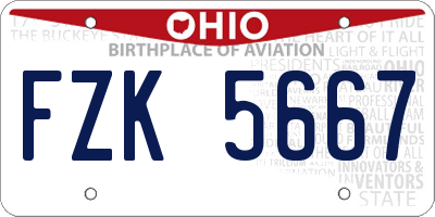 OH license plate FZK5667