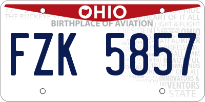 OH license plate FZK5857
