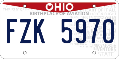 OH license plate FZK5970
