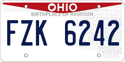 OH license plate FZK6242