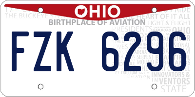 OH license plate FZK6296