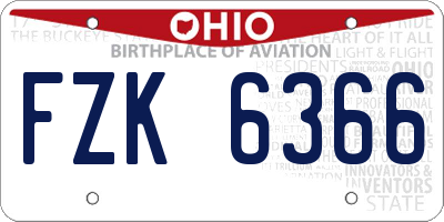 OH license plate FZK6366