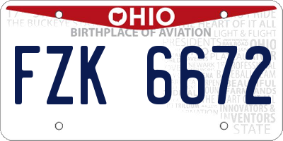 OH license plate FZK6672