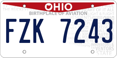 OH license plate FZK7243