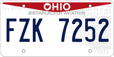 OH license plate FZK7252