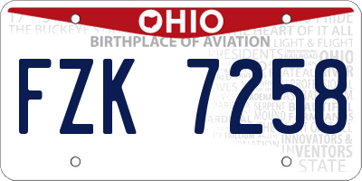 OH license plate FZK7258