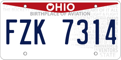 OH license plate FZK7314