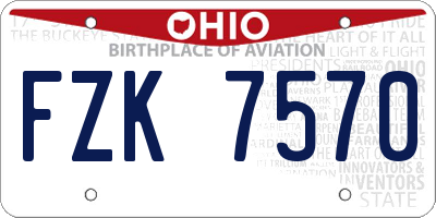 OH license plate FZK7570