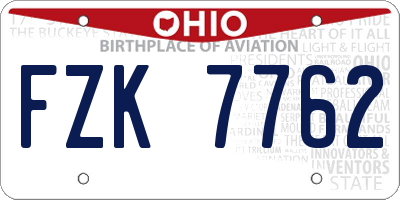 OH license plate FZK7762