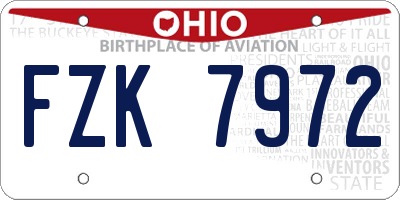 OH license plate FZK7972