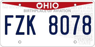 OH license plate FZK8078