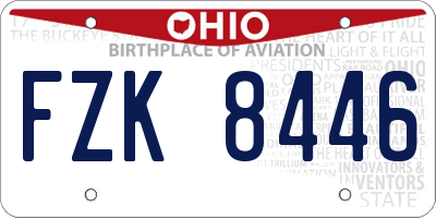 OH license plate FZK8446