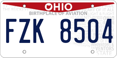 OH license plate FZK8504