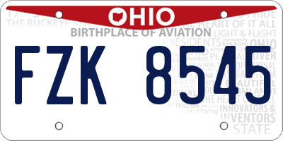OH license plate FZK8545