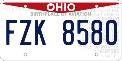 OH license plate FZK8580