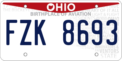 OH license plate FZK8693
